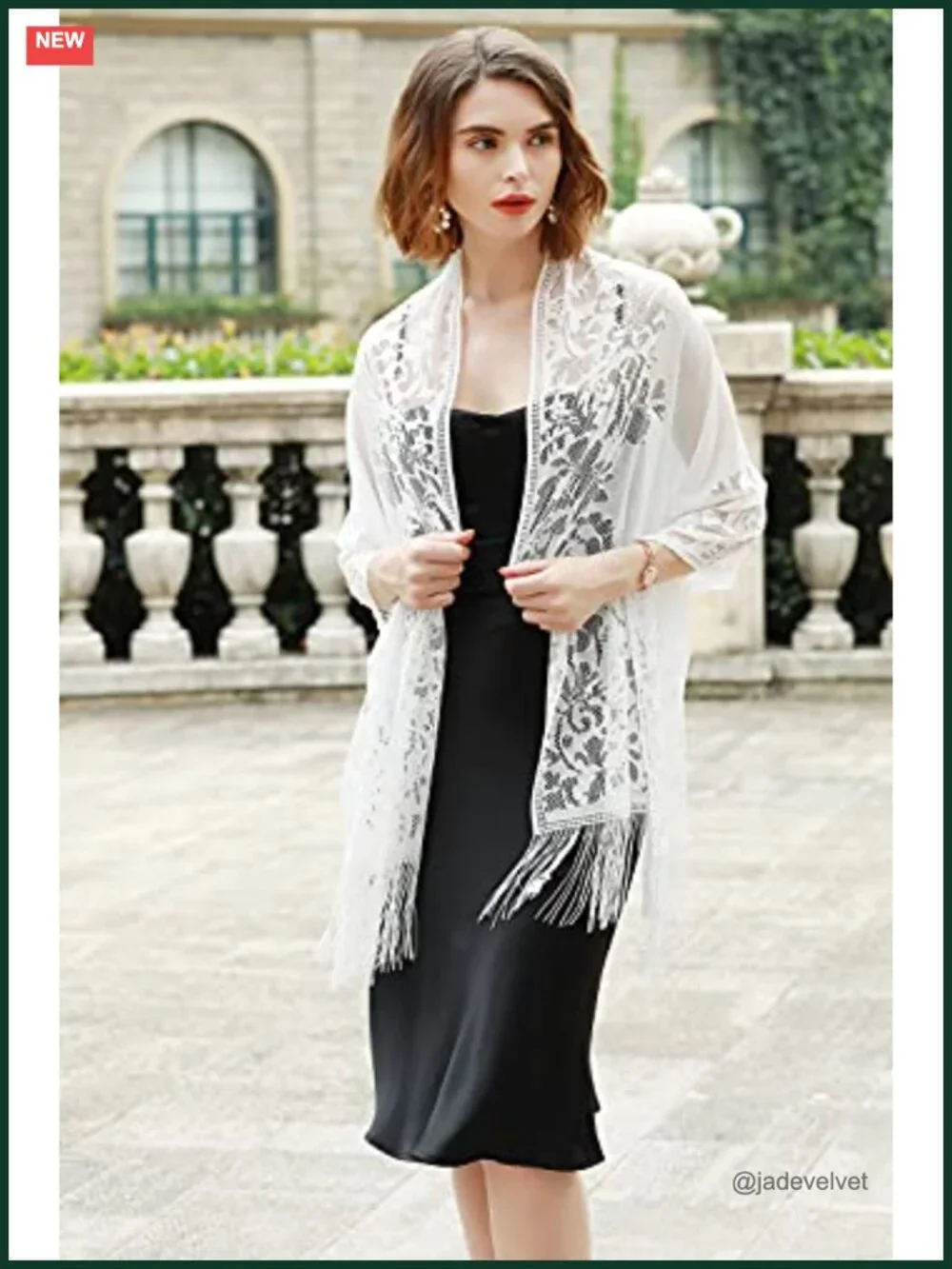 Evening Shawl Wrap for Wedding Formal Dress Pashmina Fringe Lightweight 24x75